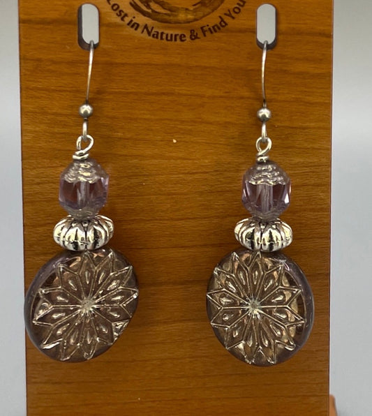 Mandala Style Purple Earrings